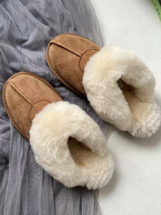 

Женские тапочки-слипоны из овчины с мехом, осенне-зимние, для дома и улицы, модные, теплые, на толстой подошве, Dan Anu