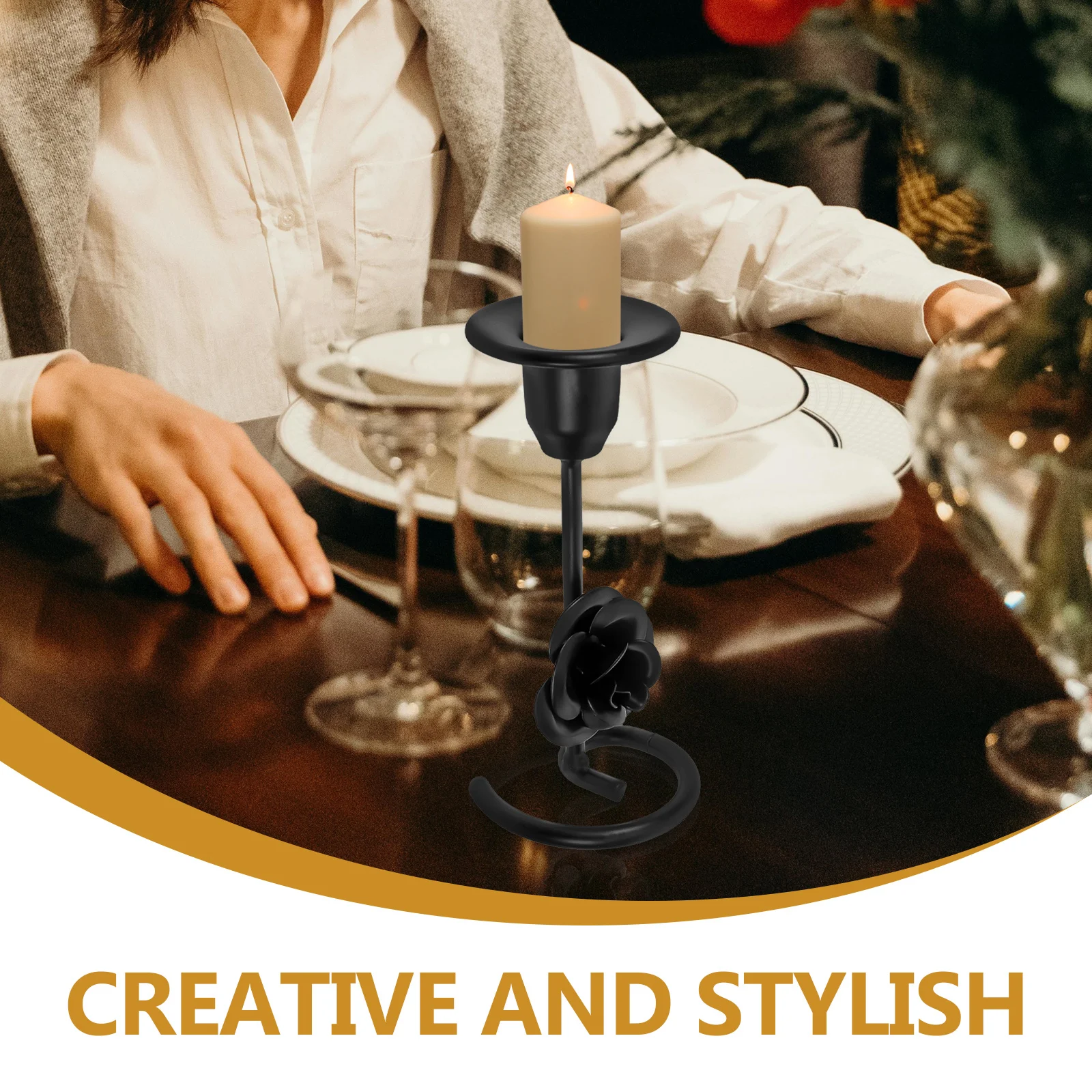 

Dinner Table Candlestick Decoration Exquisite European Style Rust Resistant Stable Holder Wedding Dinner Party