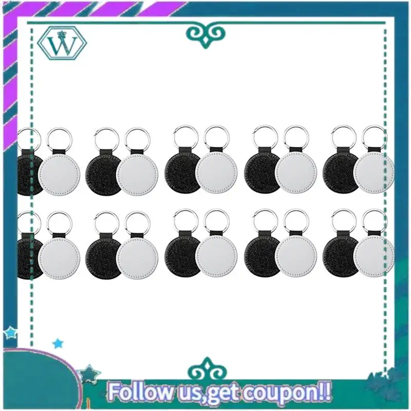 A75Q-20Pack sublimação espaços em branco chaveiro glitter couro do plutônio chaveiro transferência de calor redondo sublimação em branco