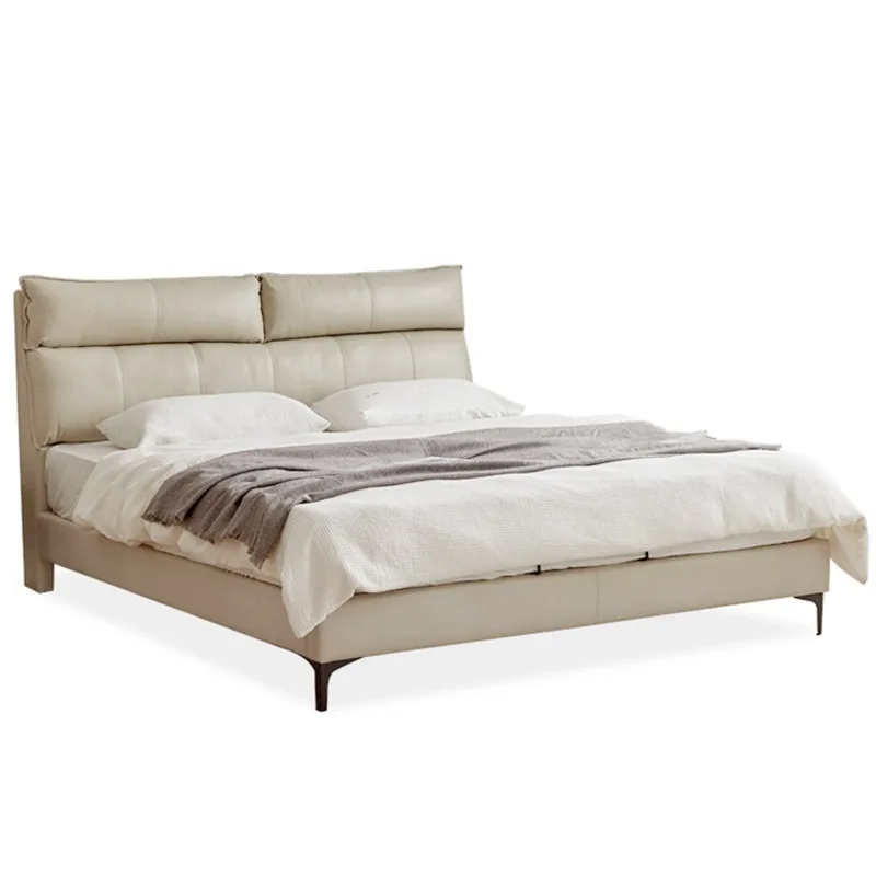 

Leather soft bag high backrest modern simple leather high-end atmospheric leather art master bedroom double