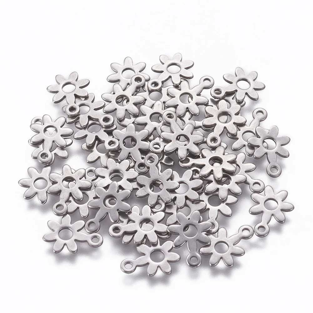 200 stücke Mini Blumen Charms Edelstahl Charms niedlichen Anhänger für Schmuck machen DIY Armband Halskette Ohrring Handwerk