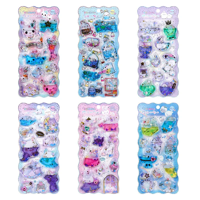 المبيعات الساخنة Kawaii الكرتون الملونة هزاز حقن المياه ملصقات ثلاثية الأبعاد لطيف Diy بها بنفسك المحمول الكتابة على الجدران أعواد تزيين هدية عيد