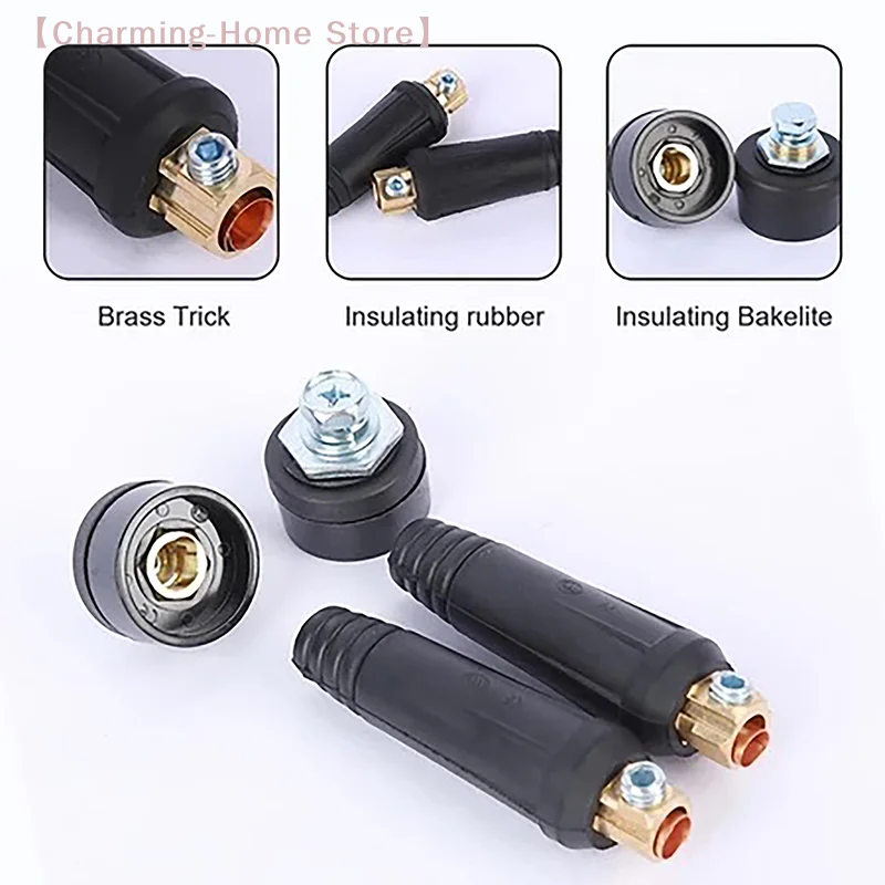 【M】DKJ10-25 European Welding Machine Cable Connector, Male Female Quick Fit Coupler for Welding Cable, 200A Brass Plug
