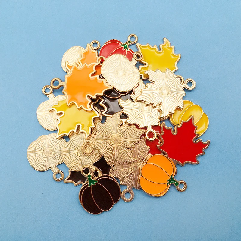 10Pcs Autumn Maple Leaf Charms for DIY Jewellery Making
