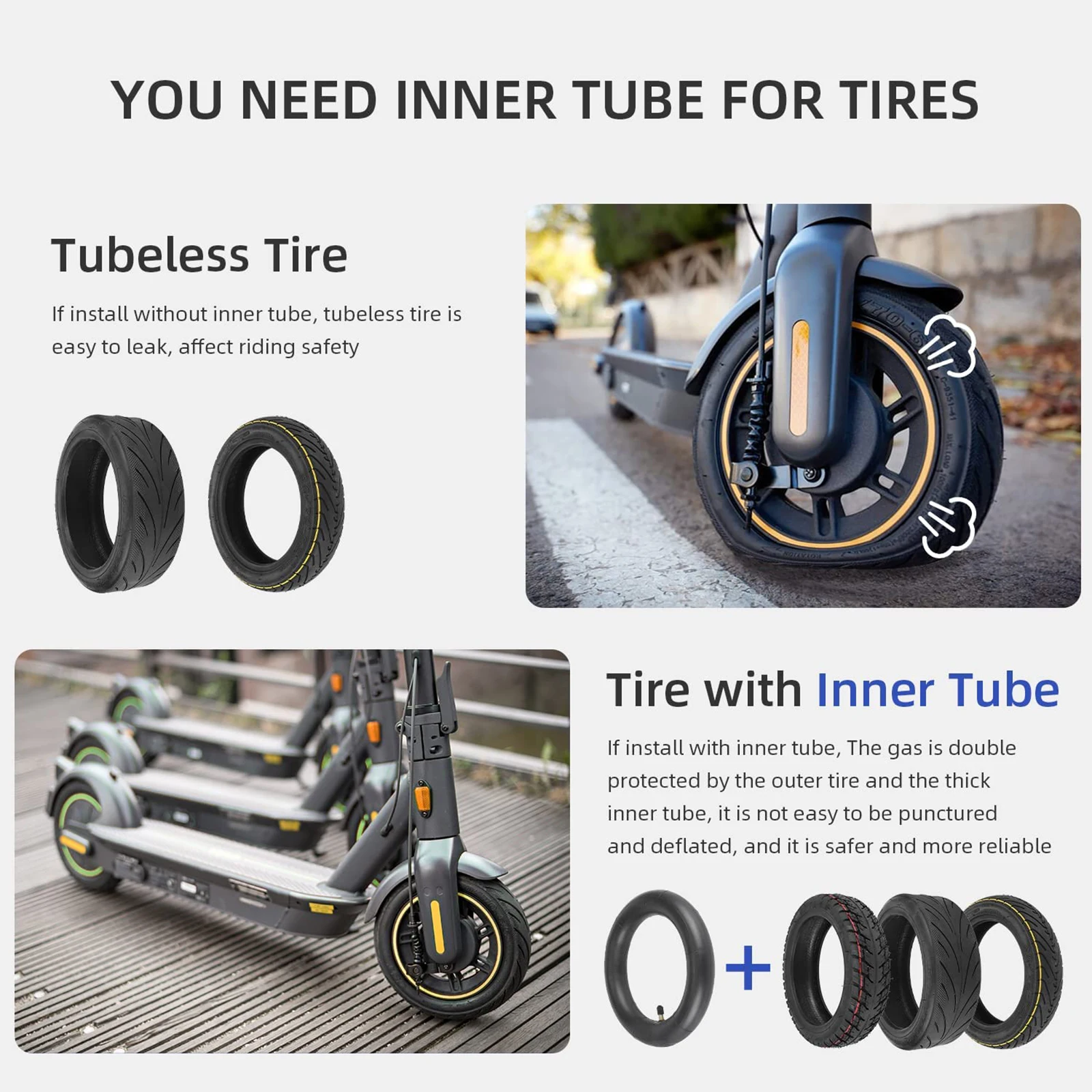 Ulip 60/70-6.5 Off-road Tire & Inner Tube Kit for Ninebot Max G30 G30D G30E G30LP Scooter 10 Inch Durable Tyre Replacement Parts