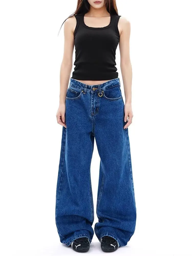

Retro Letter Jeans Fashionable Harajuku Ins Artistic and Popular Trends Baggy Jeans Y2k Denim Woman Pants Jean Coquette Women's