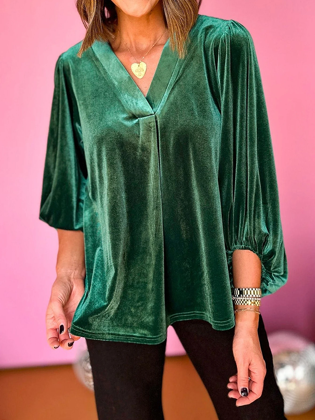 

Women's Autumn T-Shirts Long Sleeve V-Neck Plain Comfortable Daily Basic Regular Fit Top