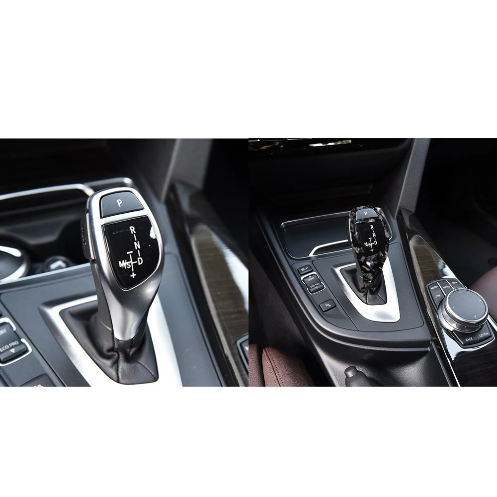 Real Forged Carbon Fiber Gear Shift Knob Cover For BMW F20 F21 F22 F30 F32 F34 F36 F10 F07 F01 F02 X3 X4 X5 X6 F25 F26 F15 F16 view 3