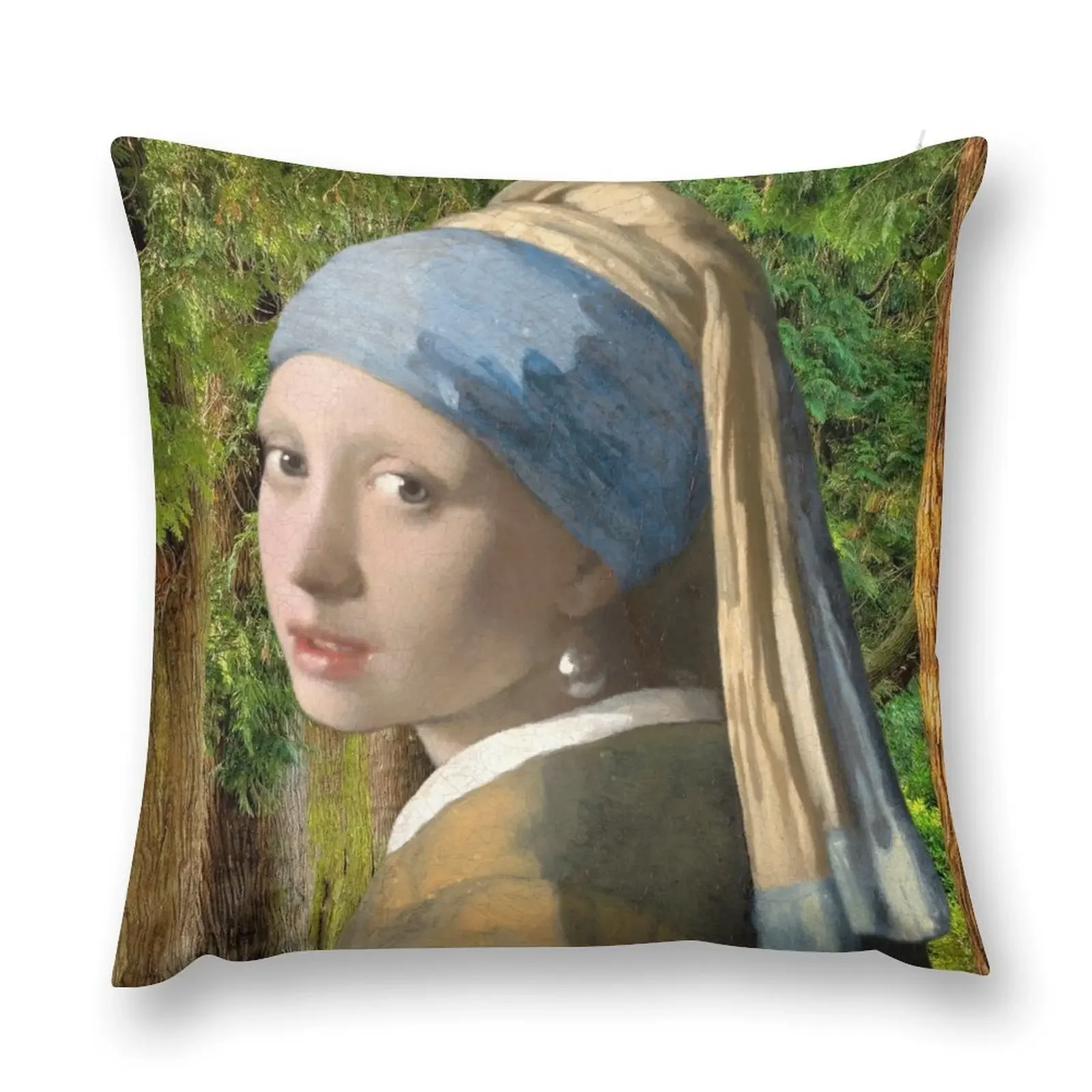 Girl with a Pearl Earring (ca. 1665) revisited painting in high resolution by Johannes Vermeer Throw Pillow