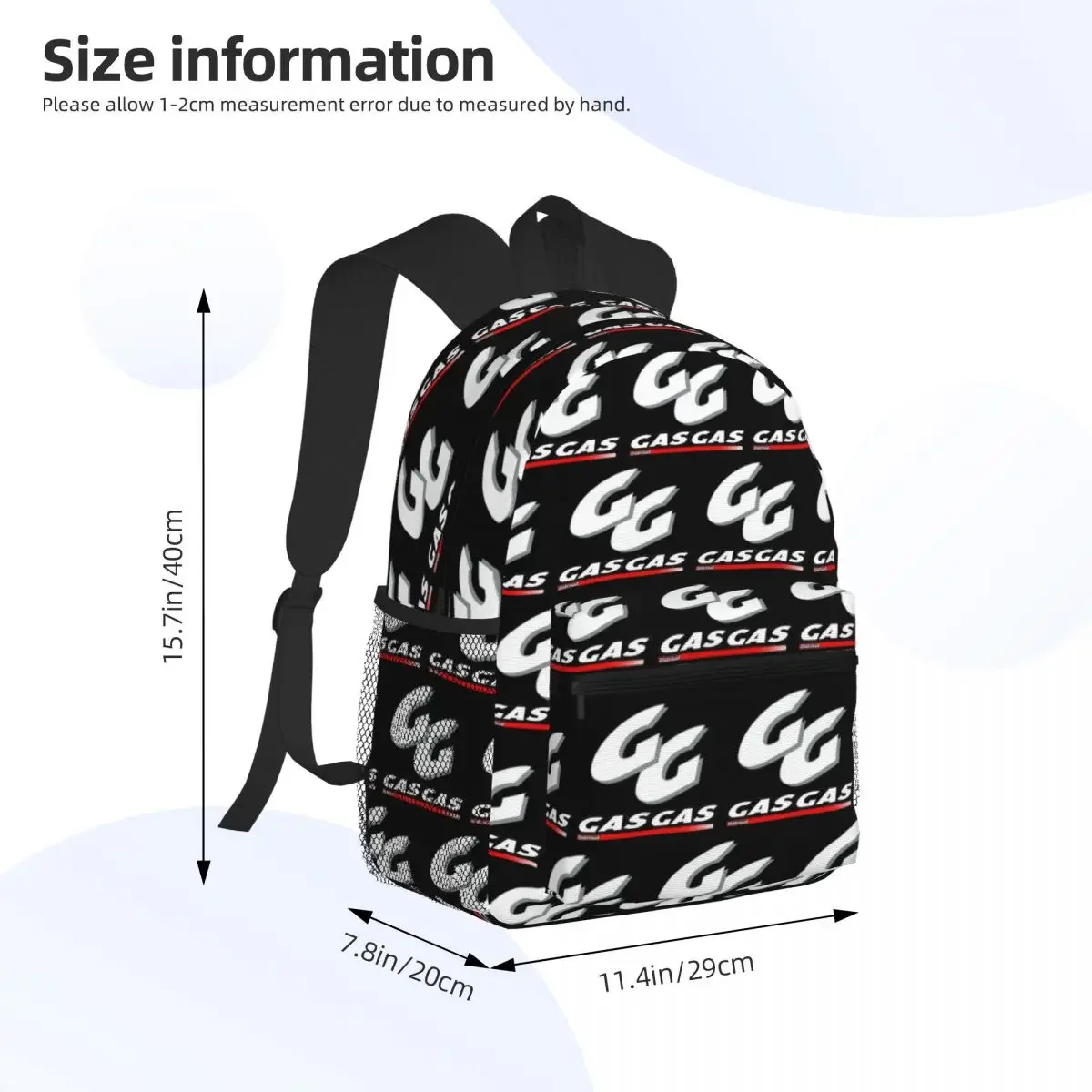 GasGas Motorcycle Racing Mountain Bike Student Backpack School Bag Hiking Travel Daypack for Men Women Bookbag Shoulder Bags