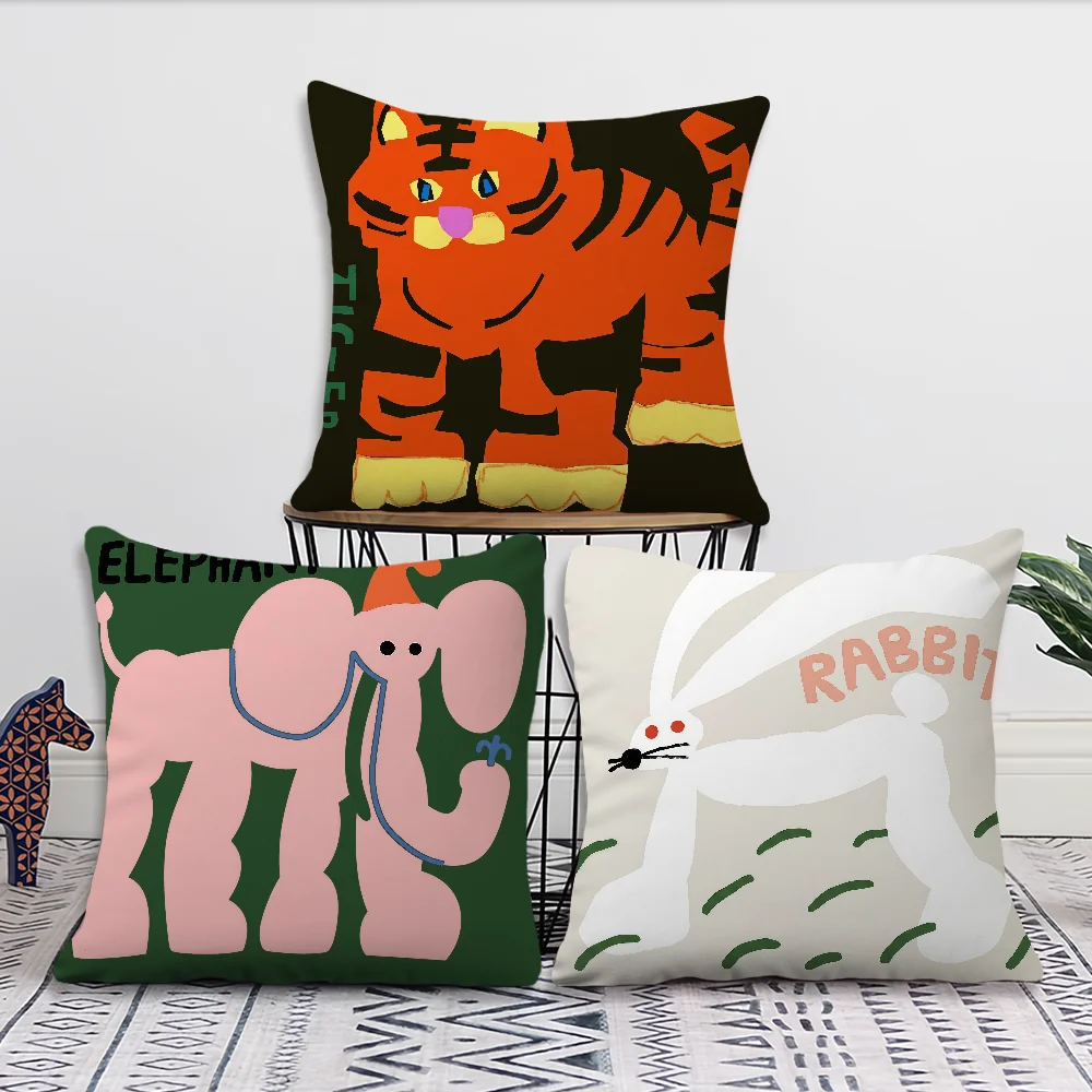 Animal print embroidered cute embroidery cushion cover For Pillow Printing Sofa Decoration Home Car Room Office NordicSimplicity