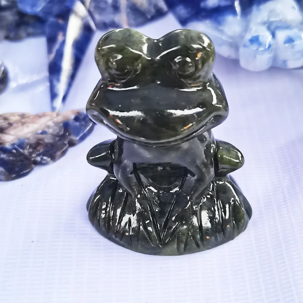 Cute Crystal Carved Frog Natural Stone Gemstone Craft Home Decoration Gift Wholesale