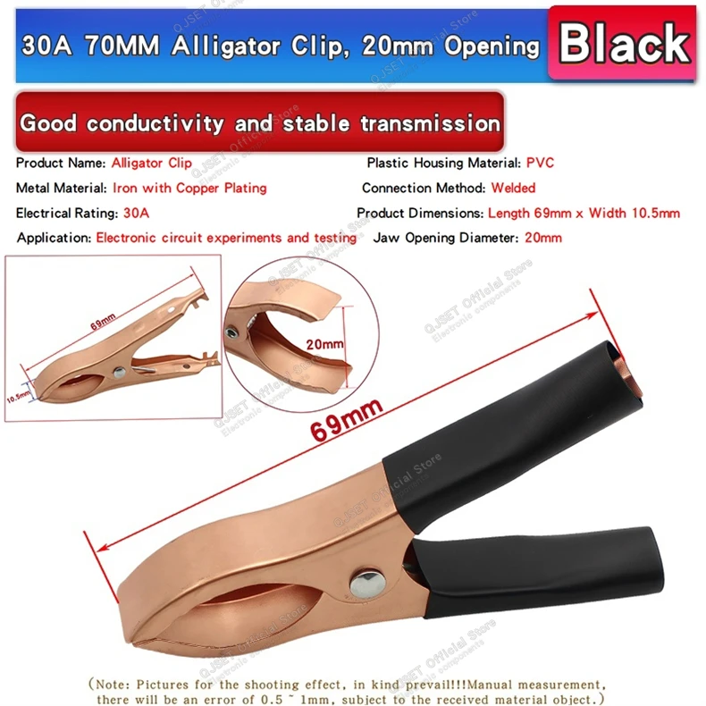 10 Stück 30A Krokodilklemmen Rot & Schwarz Autobatterie-Klemmen Alligator-Ladeklemmen Spannungsprüfwerkzeug Zubehör – Detail 7