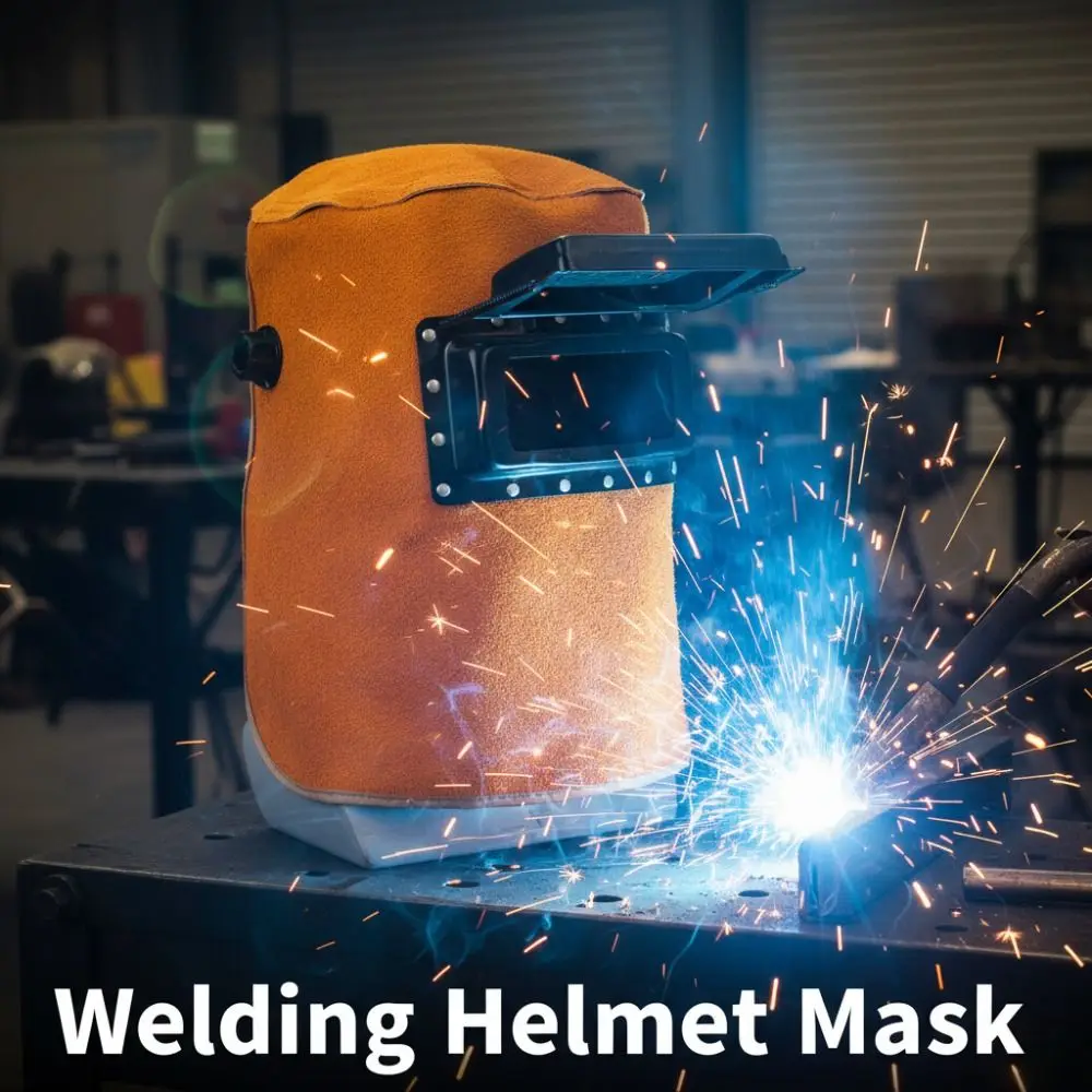 

Flip Open Lens Welding Helmet Mask Comfortable Breathable Leather Welding Hood Sweat Absorption Flame-Resistant