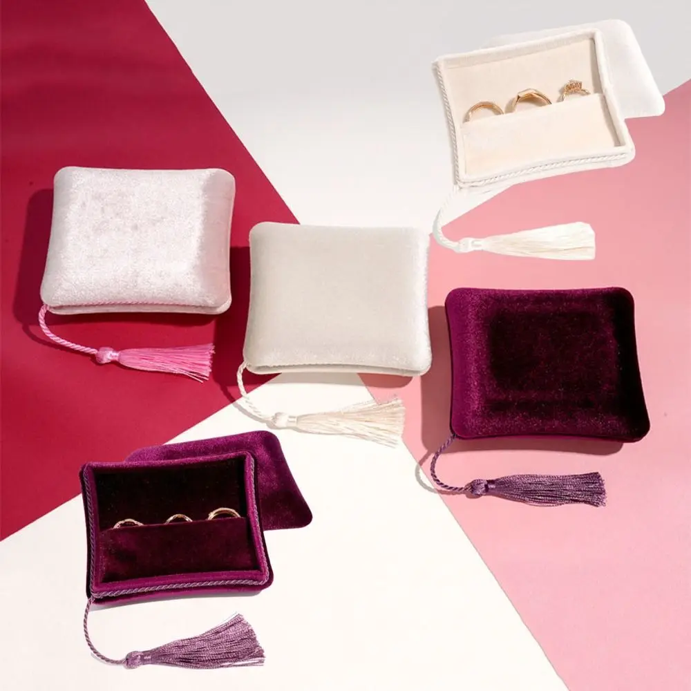 

Tassels Jewelry Packing Bag Rings Necklace Bracelet Earrings Velvet Jewelry Holder Large Capacity Organizer Square Jewelry Box