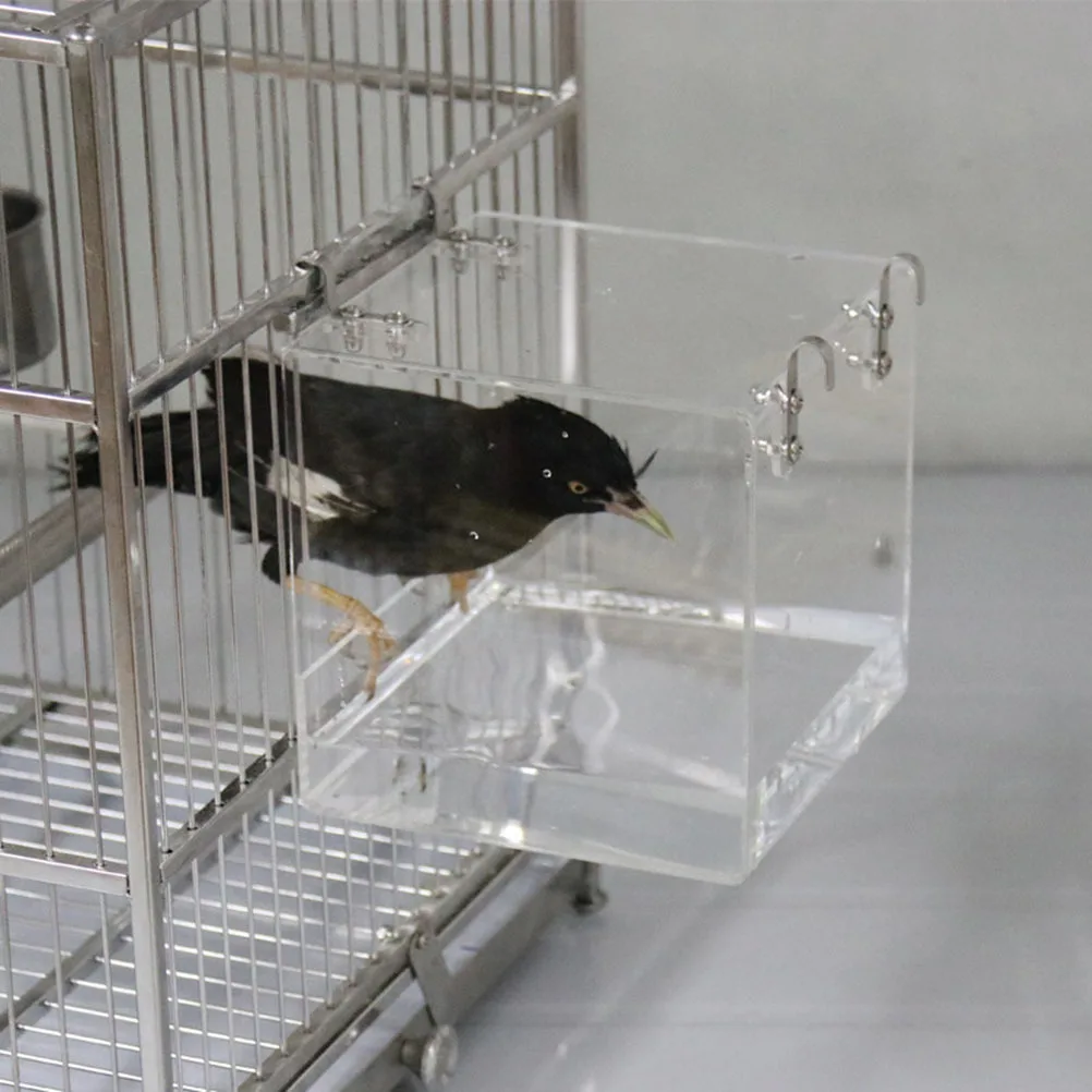 

Transparent Acrylic Thickened Bird Bath Basin Size S Hanging Shower Tub Safe Ecofriendly Bathing Tub for Small Birds Parrot