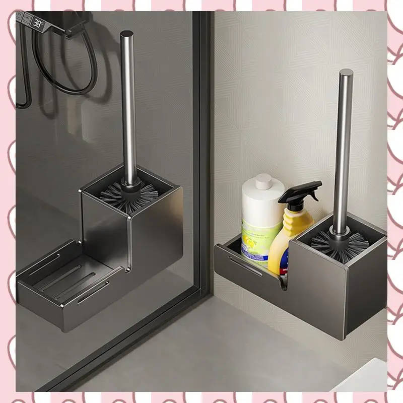 

HHTL Держатель для туалетной щетки Настенная алюминиевая туалетная щетка для чистки Хранения Серый