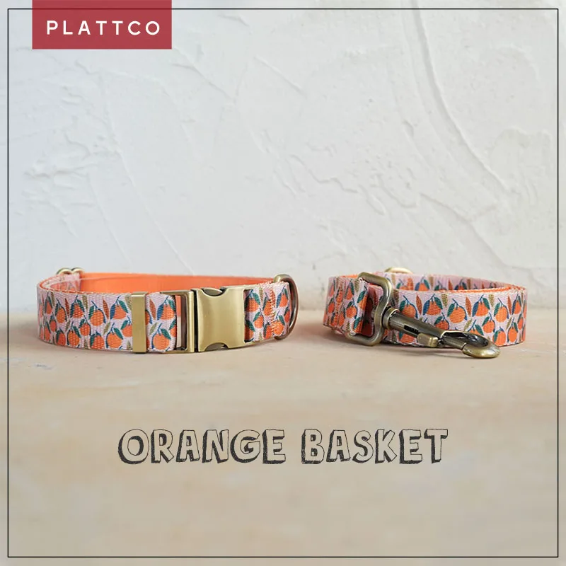 plattco-conjunto-de-cachorro-de-design-exclusivo-estampado-basket-orange-com-fivela-de-bronze-de-alta-qualidade-tamanho-5-pdc324br-e-pdl324br