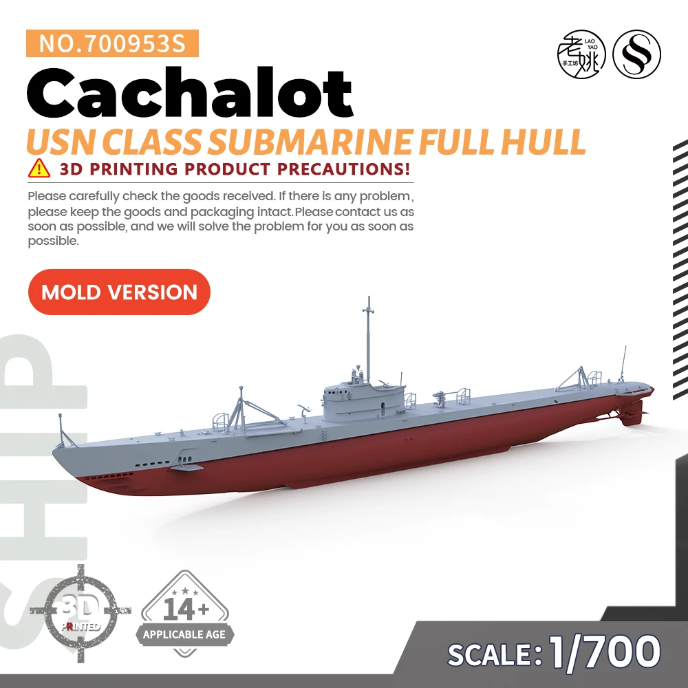 SSMODEL SS953/S 1/700 1/350 Military Model Kit USN Cachalot Class Submarine Miniature Static waterline