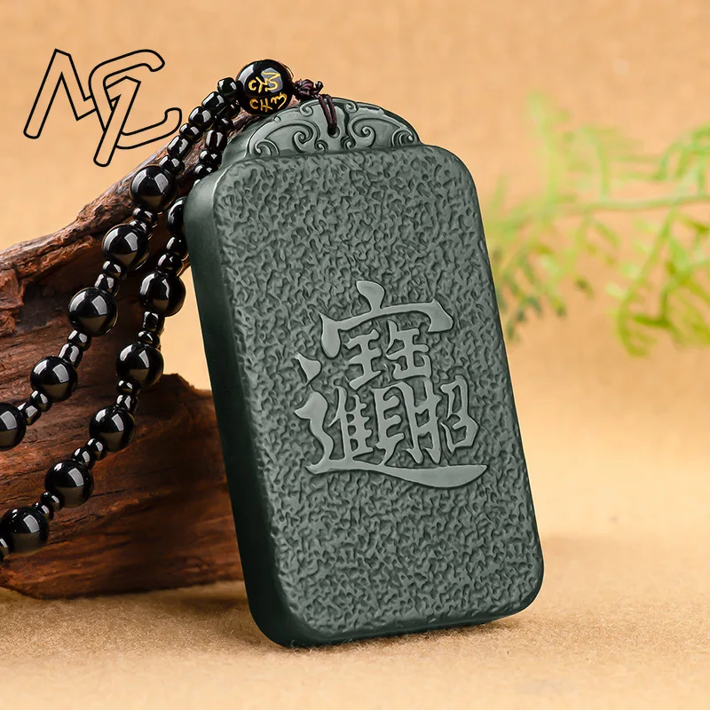 Real Natural Sapphire Jade Attracting Wealth Pixiu Pendant Necklace Carved Charm Jadeite Jewelry Fashion Amulet Gifts Men