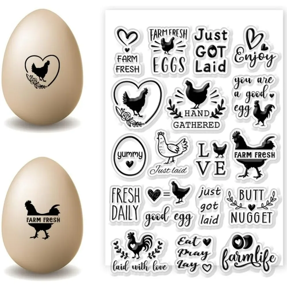 Easter Chicken Background Clear Stamp Words Transparent Stamps Farm Chicken Silicone Clear Stamp Seals for DIY Scrapbooking