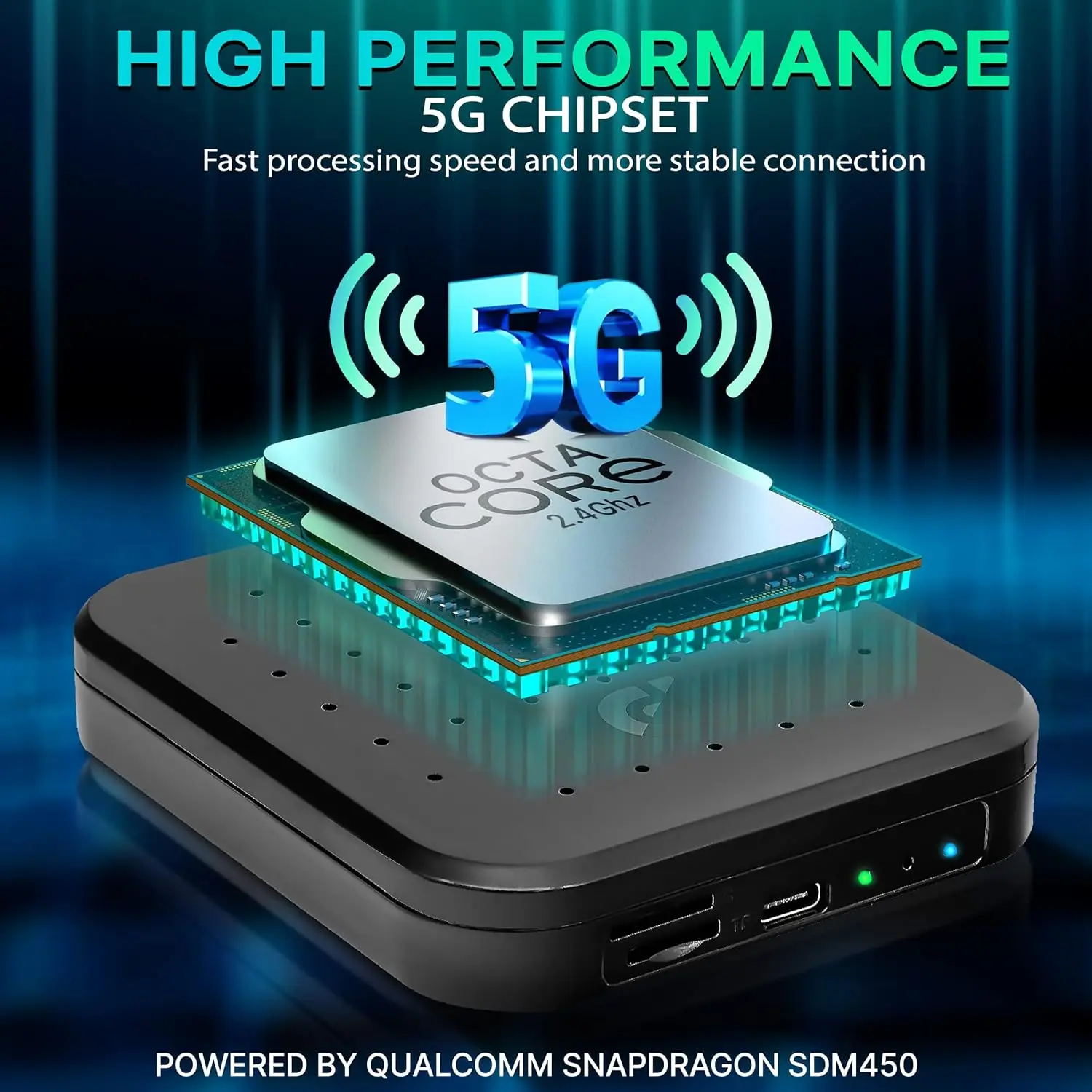 صندوق CarPlay iA اللاسلكي، ذاكرة وصول عشوائي 4 جيجابايت، ذاكرة وصول عشوائي 64 جيجابايت، واي فاي ثنائي النطاق، صندوق أندرويد، 4K HDMI، USB3.0