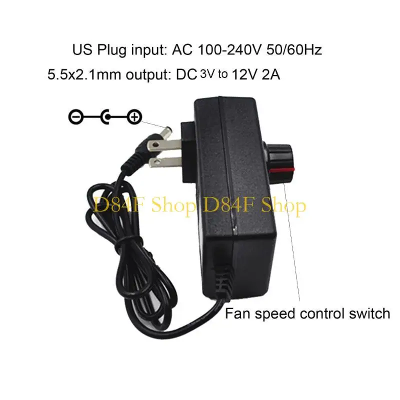 

D84F США Plug Вентилятор для барбекю 12 В Регулируемая скорость Стартер для приготовления пищи Вентилятор 110 В 220 В Контроллер