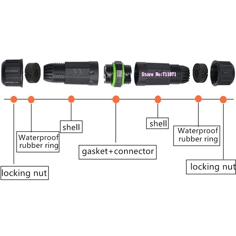 2 3 4 5 دبوس صندوق وصلات مقاوم للماء كابل كهربائي خط محول موصل لحام مقاوم للماء تمديد الحبل محول جاك