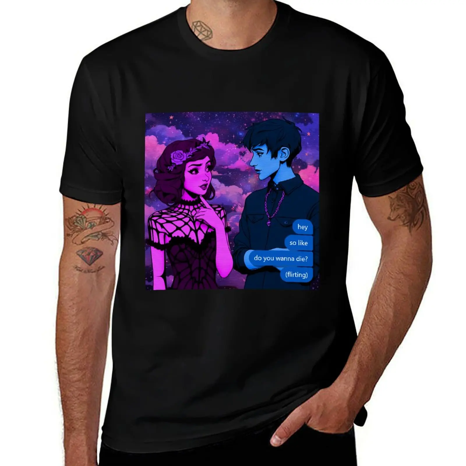 

do you wanna die T-Shirt black cotton t-shirt plain for man package anime tshirt