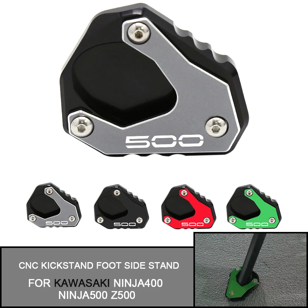 

For KAWASAKI NINJA400 NINJA500 NINJA 500 Z500 Motorcycle CNC Kickstand Foot Side Stand Extension Support Plate Pad