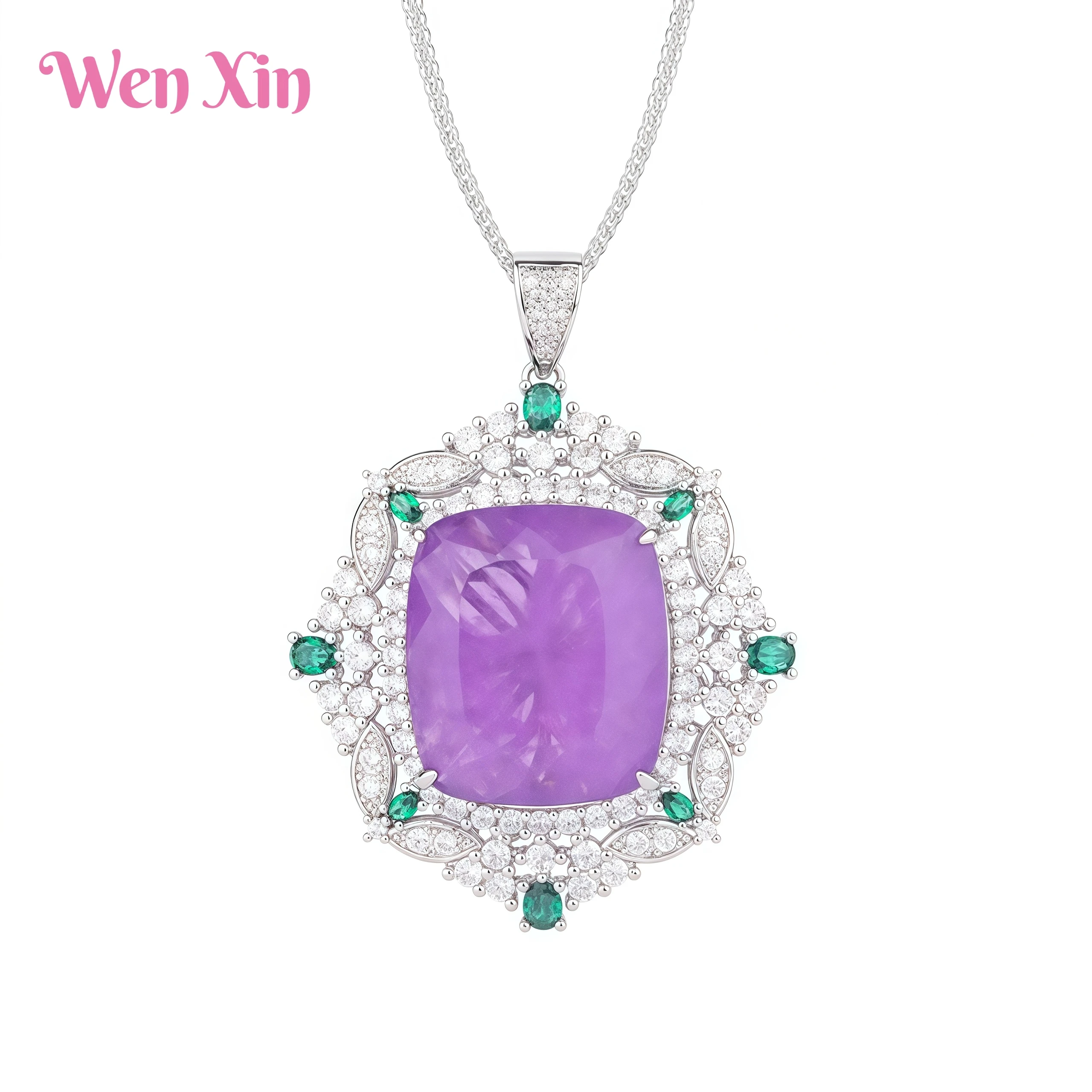 

WENXIN Brand MUSHAN MCT New Square Top Grade Simulated Luxury Diamond Pendant Necklace Jewelry Fashion Jewelry Accessories