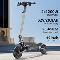 VIPCOO VS6 PRO Electric Scooter Peak 3000W Dual Motor 52V 20.8Ah Battery 65Km Range 10 INCH TIRE Foldable Adult E-Scooter