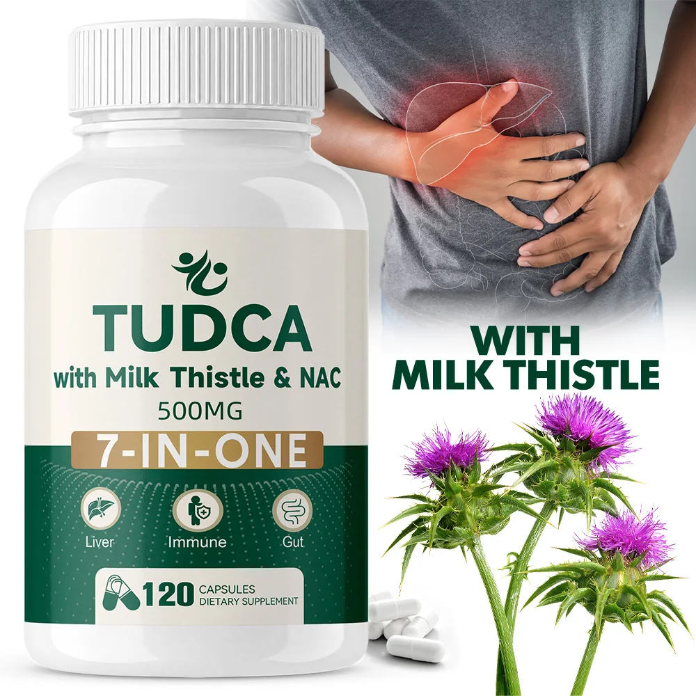 TUDCA Supplement - with Milk Thistle, NAC, ALA, for Liver Cleanse Detox & Repair, Bile Flow and Digestive Support - 120 Capsules