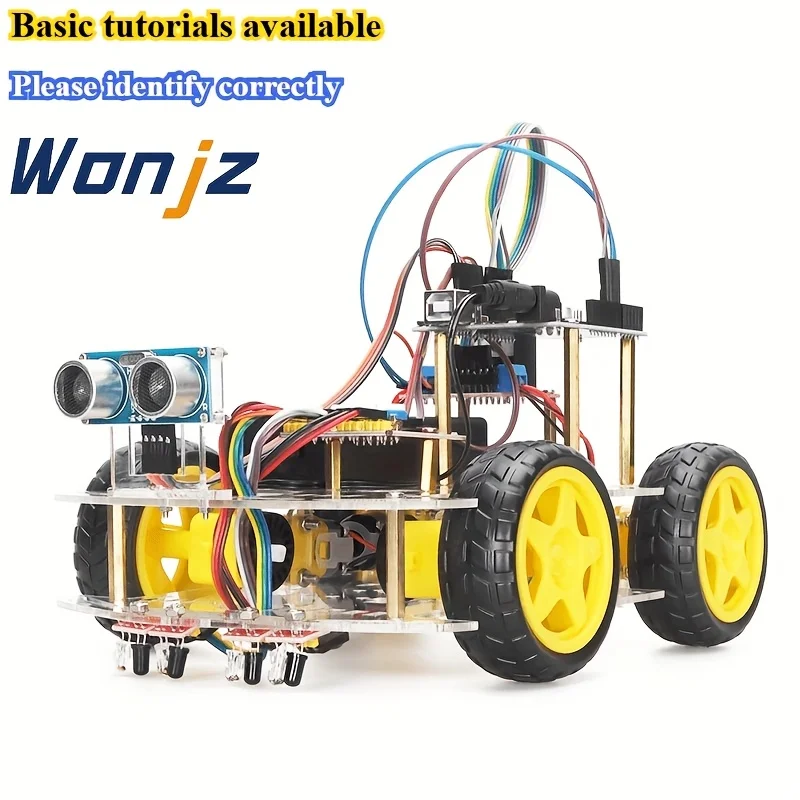 

1 Set of Smart Car Components with L298N Motor Driver, Compatible with ESP32 and Raspberry Pi