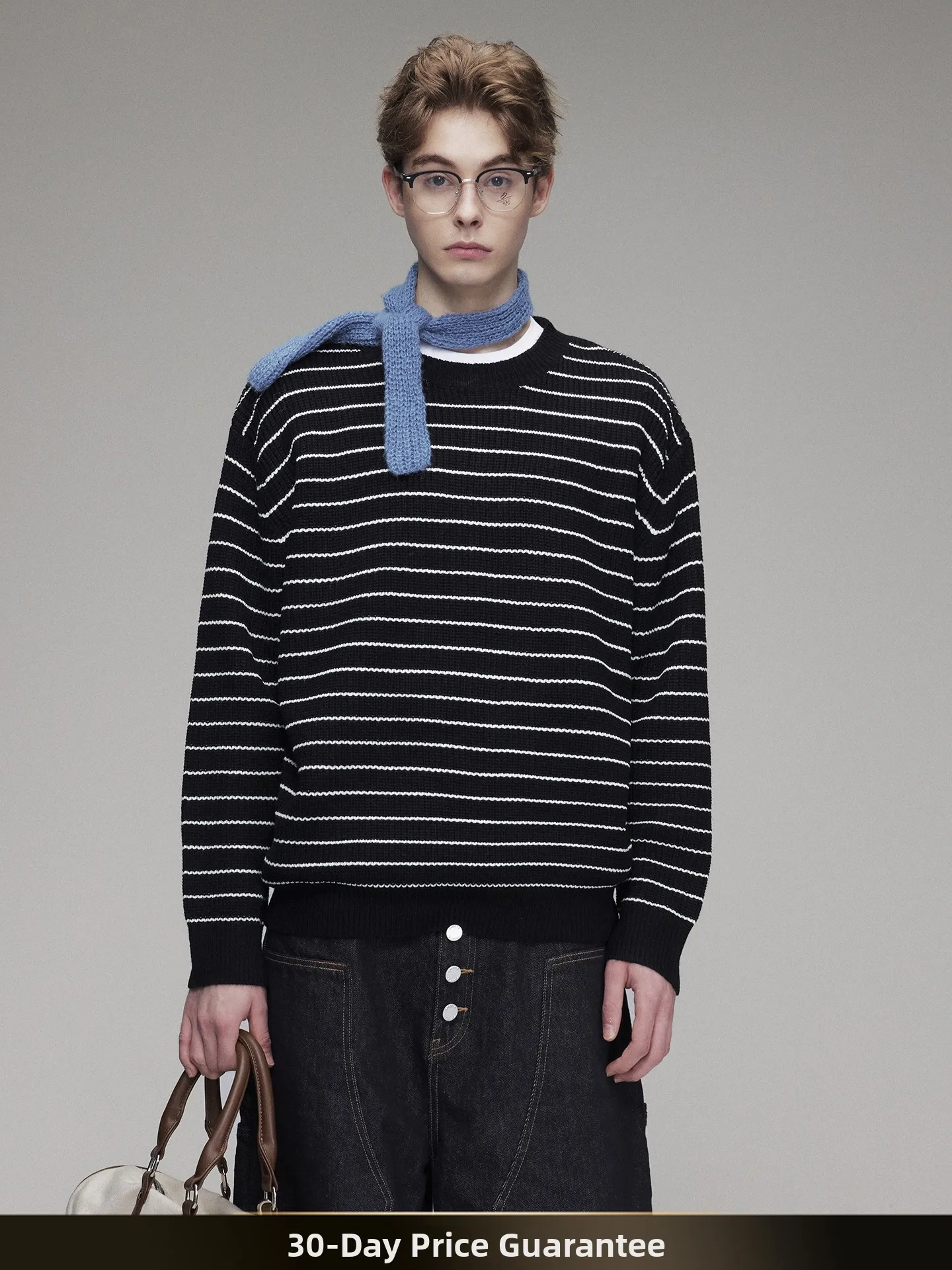 

Ретро-свитер в цветную полоску с круглым вырезом, повседневный, свободного кроя, осенний, для пар, в японском стиле, для отдыха и ленивого образа