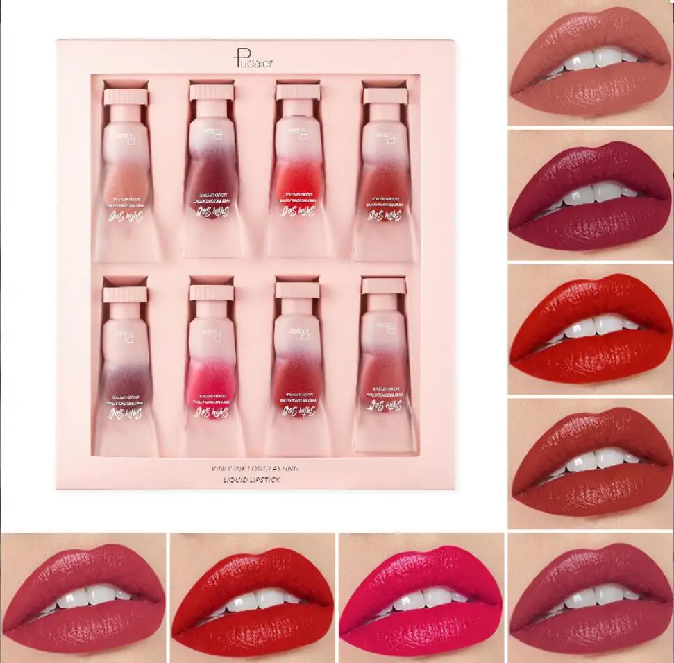 8 Colors Makeup Set Hydrating Lipstick For Lips Makeup Waterproof Satin Glitter Lip Glaze Professional Lip T2603