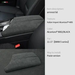 Car center armrest box cover Alcantara suede For BMW 5 6 series GT F30 G30 G38 F10 F11 F18 520 523 525 528 530 E60 accessories
