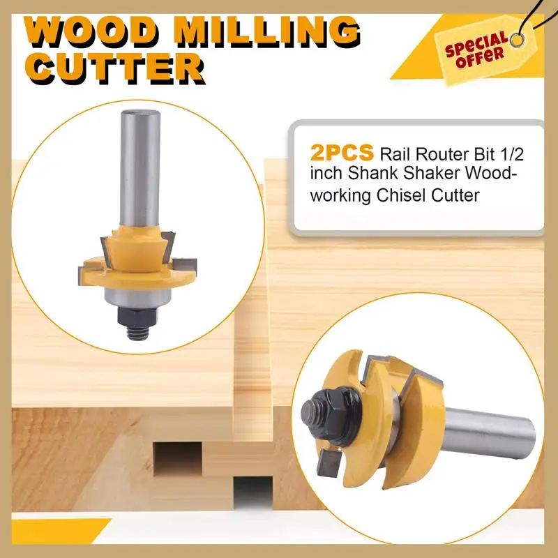 

Classy-2PCS Rail Router Bit 1/2 Inch Shank Shaker Woodworking Chisel Cutter