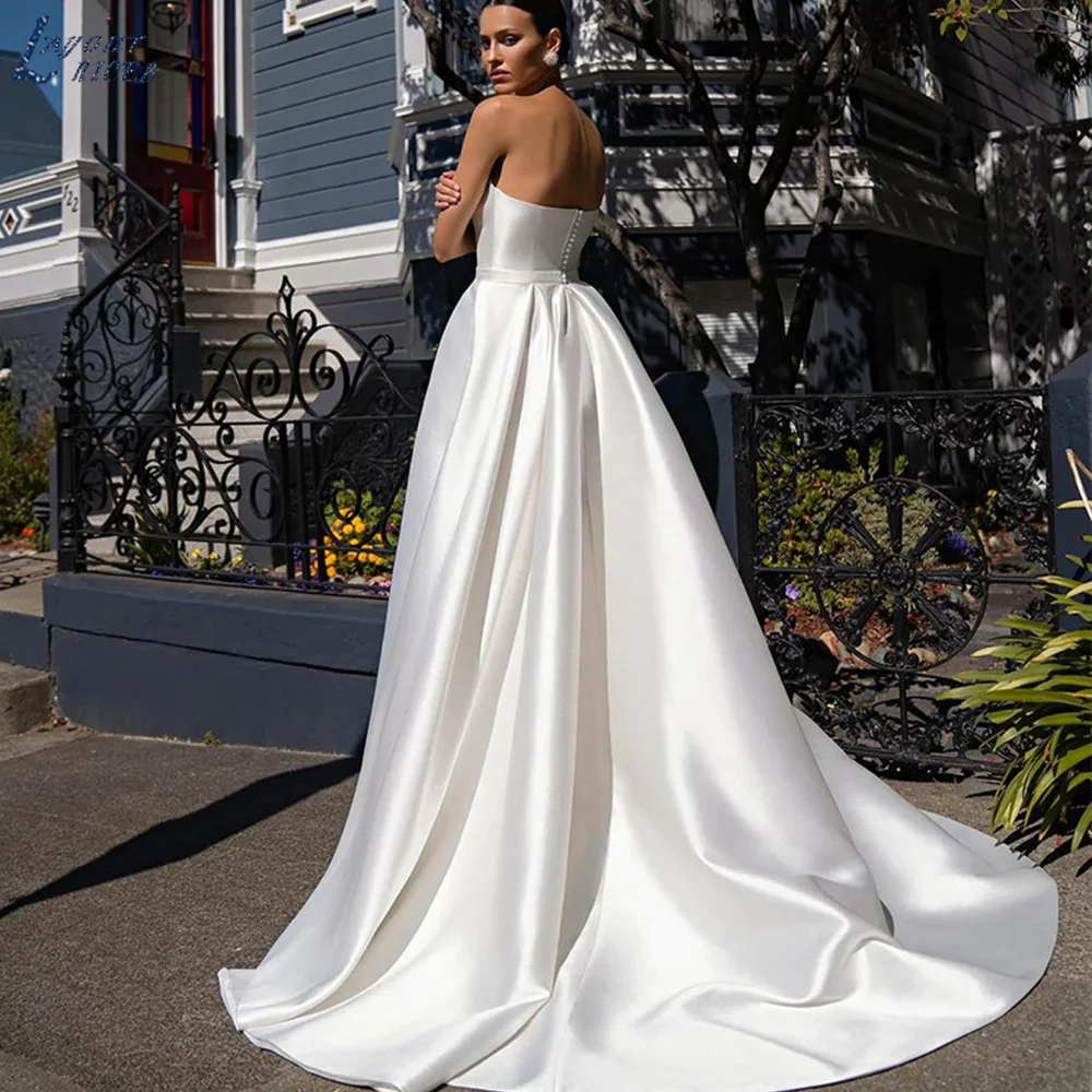 Kant Appliques Een Puff Mouw Trouwjurk Split vestidos de novia Vlek robe de mariée Voor Vrouwen 2023 Custom Sweep Train Gown Kanten applicaties een pofmouw trouwjurk Split vestidos de novia vlek robe de mariée voor vro