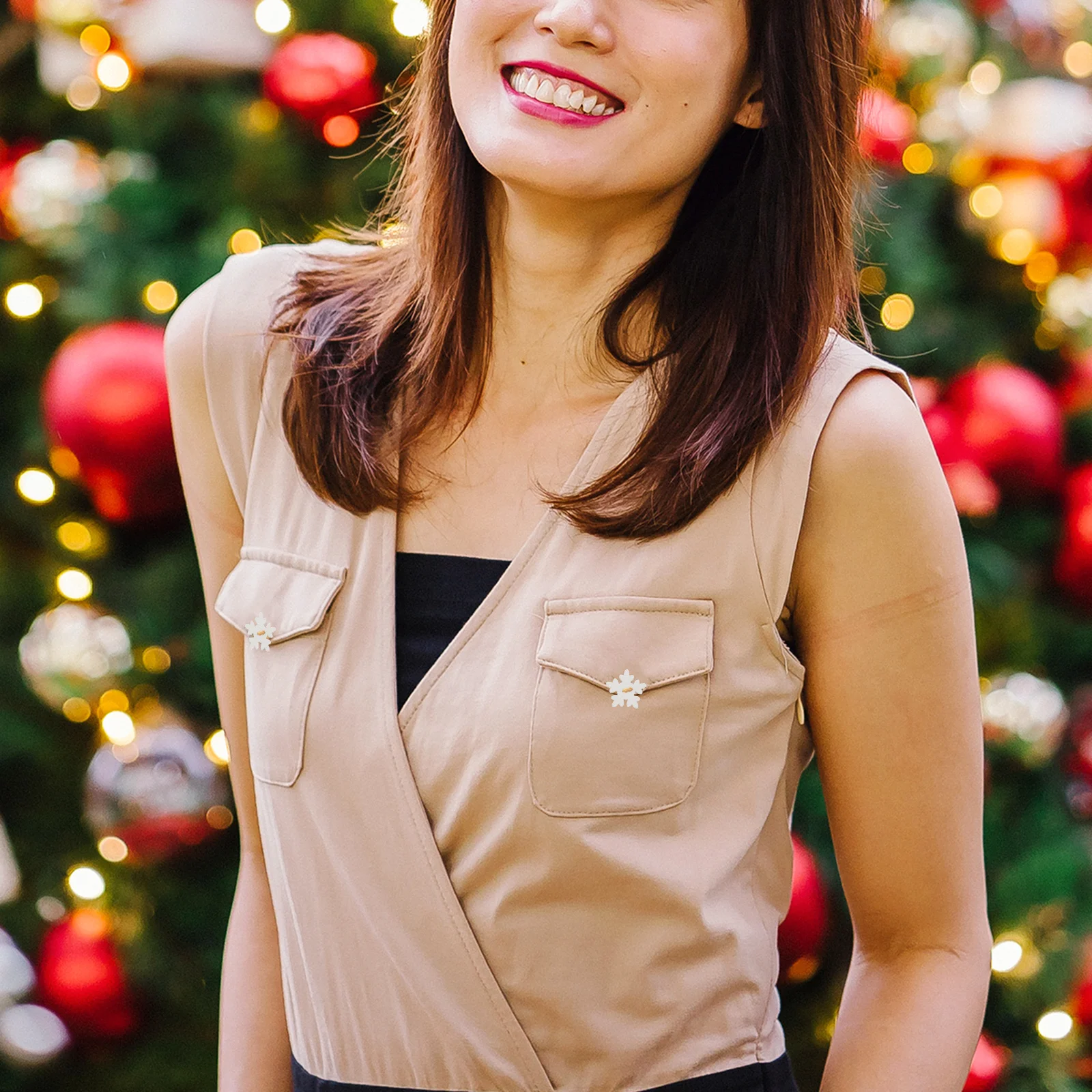 

50pcs Snowflake Button 18Mm Wooden Decoration For Diy Craft Christmas Ornament Creative Embellishments Handicraft Sewing