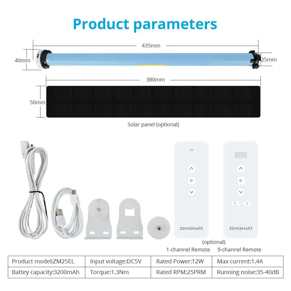 Zemismart Zigbee 롤러 쉐이드 블라인드 모터 내장 배터리 Tuya Smartthings App Alexa Google 홈 음성 제어와 함께 작동