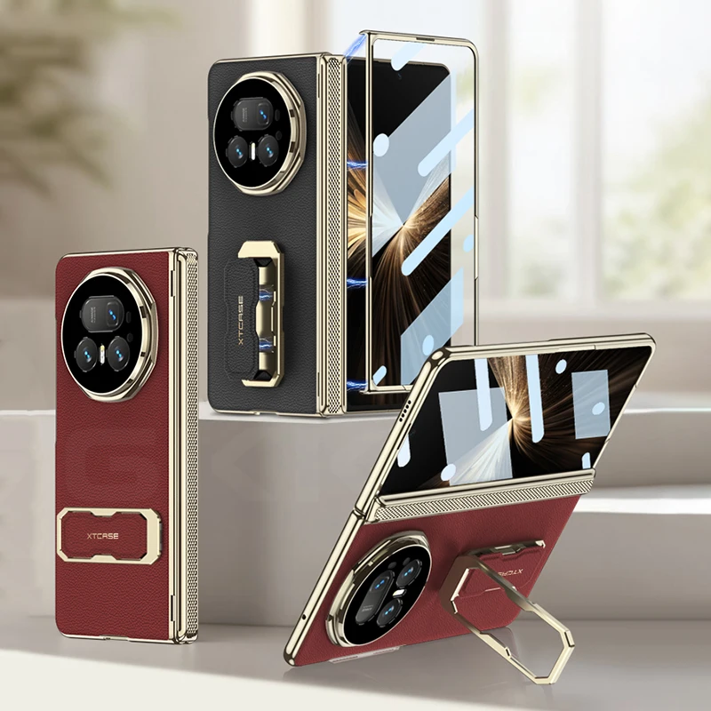 For Honor Magic V5 Magnetic Hinge Plating Leather Fold Wrist
