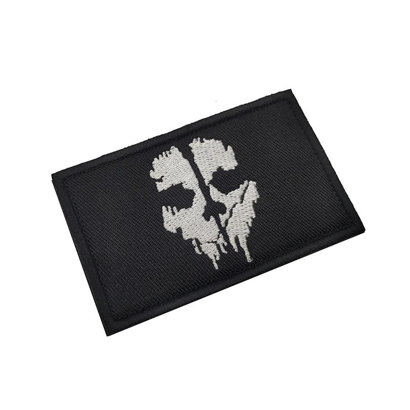 Call of Duty Skull Logo Embroidery Cloth Hook Loop Patches Iron on Backpack Tactical Morale Badge Applique for Jacket Jeans Hat