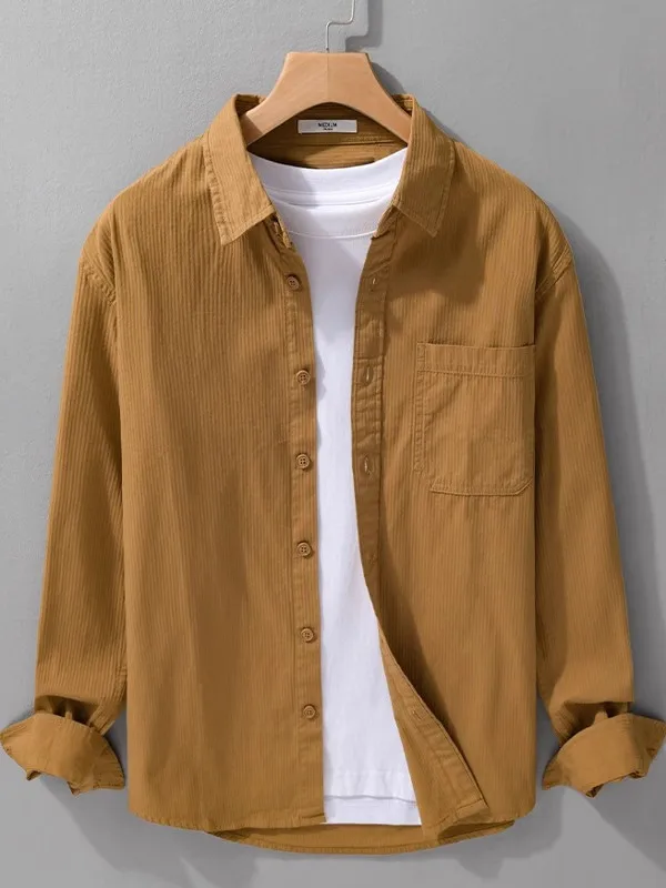 

Мужская длинная рубашка-поло на весну-осень, новая, простая, однотонная, повседневная, универсальная, молодежная, приталенная, не требующая глажки