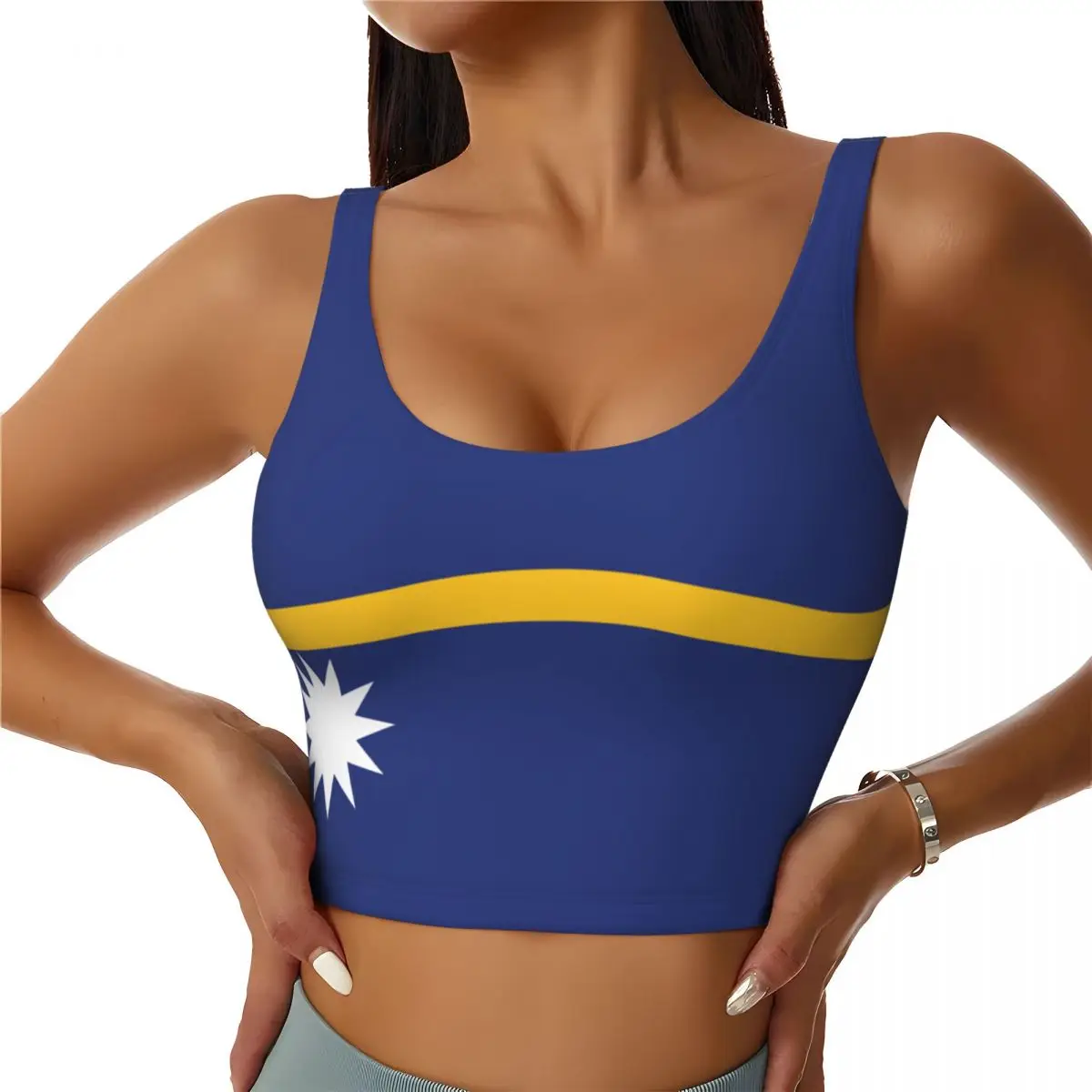 Women Sexy Sports Vest Nauru Flag Female Streetwear Sport Lingerie Tee Crop Top