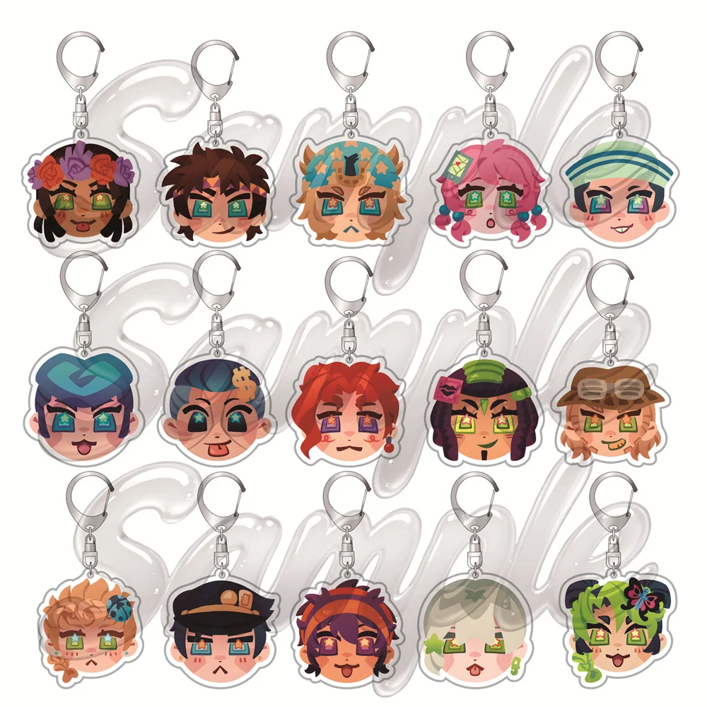 Anime JoJo's Bizarre Adventure 6cm Acrylic Keychain Backpack Jonathan Joestar Decorations Accessories Decor Halloween Gifts