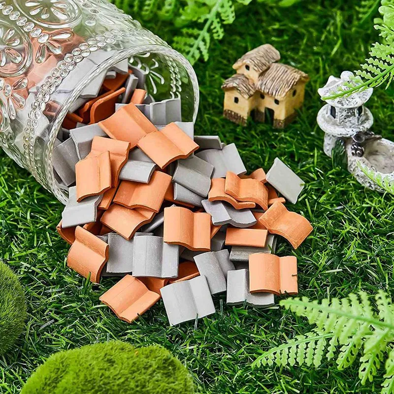 400Pcs Roof Tiles Building Set Miniature Tiles Mini Dollhouse Shingles Fake Tile Landscape Garden Diorama Roofing