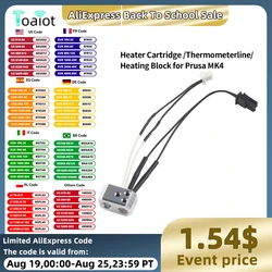 For Prusa MK4 Heating Block Kit Thermometer Line Thermistor Cartridge Heater Nozzle 24V 40W for Prusa MK4 3D Printer Extruder