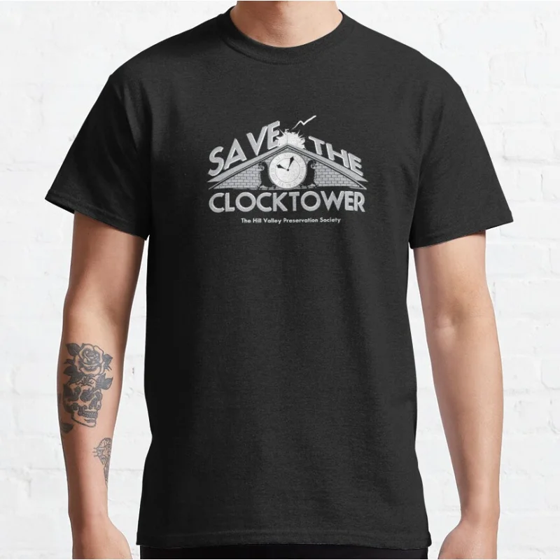 Save The Clock Tower 80s película de ciencia ficción vintage Regreso al futuro Máquina del tiempo Delorean Camisetas gráficas talla grande Adulto S-6XL