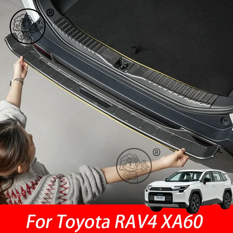 

For Toyota RAV4 XA60 6TH 2026 2027 Car Styling Trunk ABS Carbon fiber Threshold Strip Tailgate Anti Kick Accessories